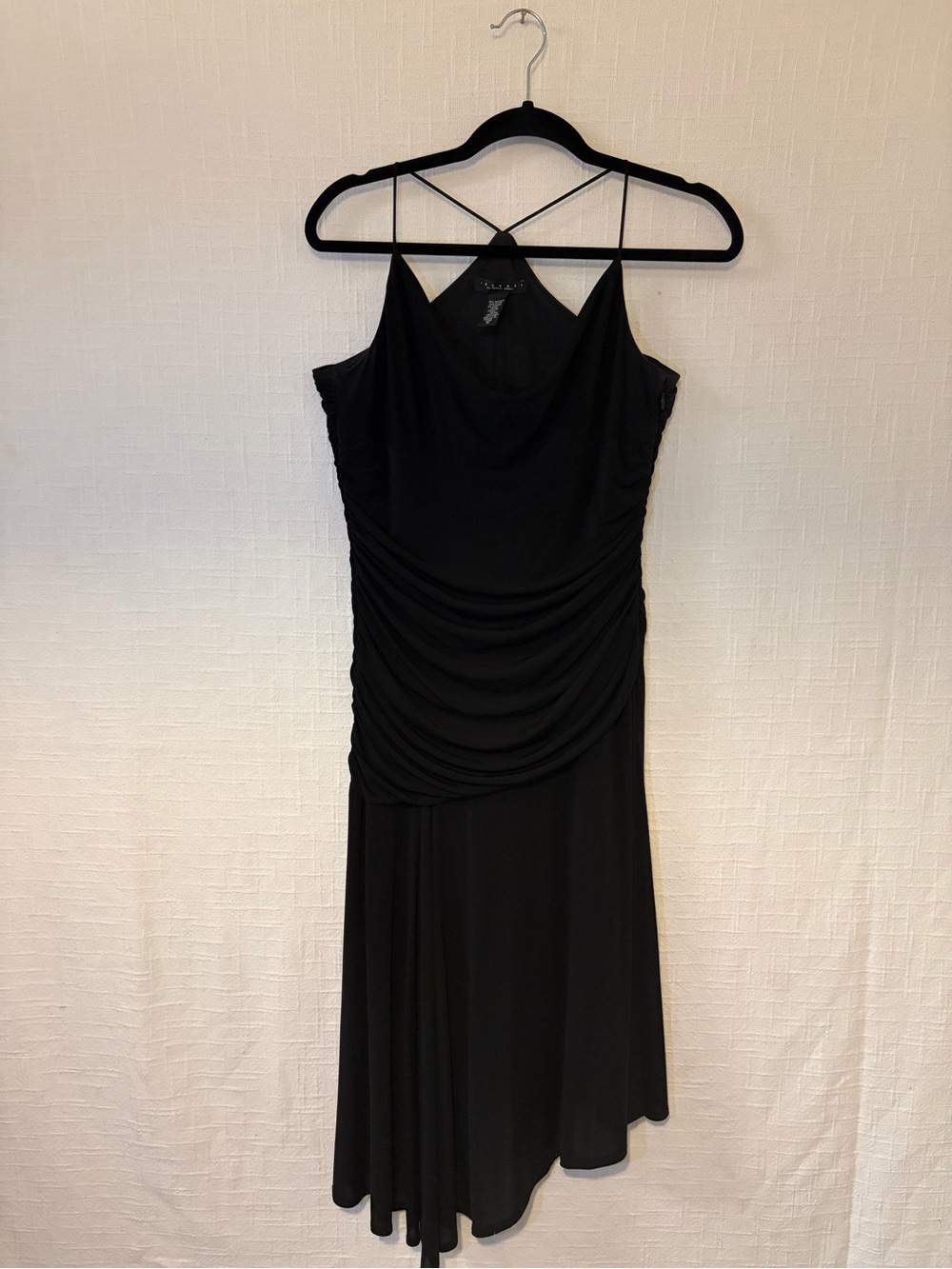 Laundry By Shelli Segal Black Asymmetrical Draped Dress
